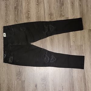 Distressed Black Skinny Moto Jeans 38W/32L